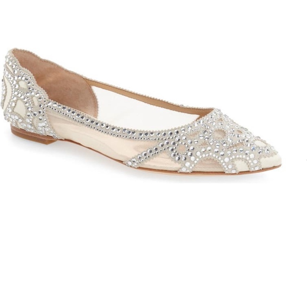 Badgley Mischka size 8.5 flats, only worn once for getting ready photos!